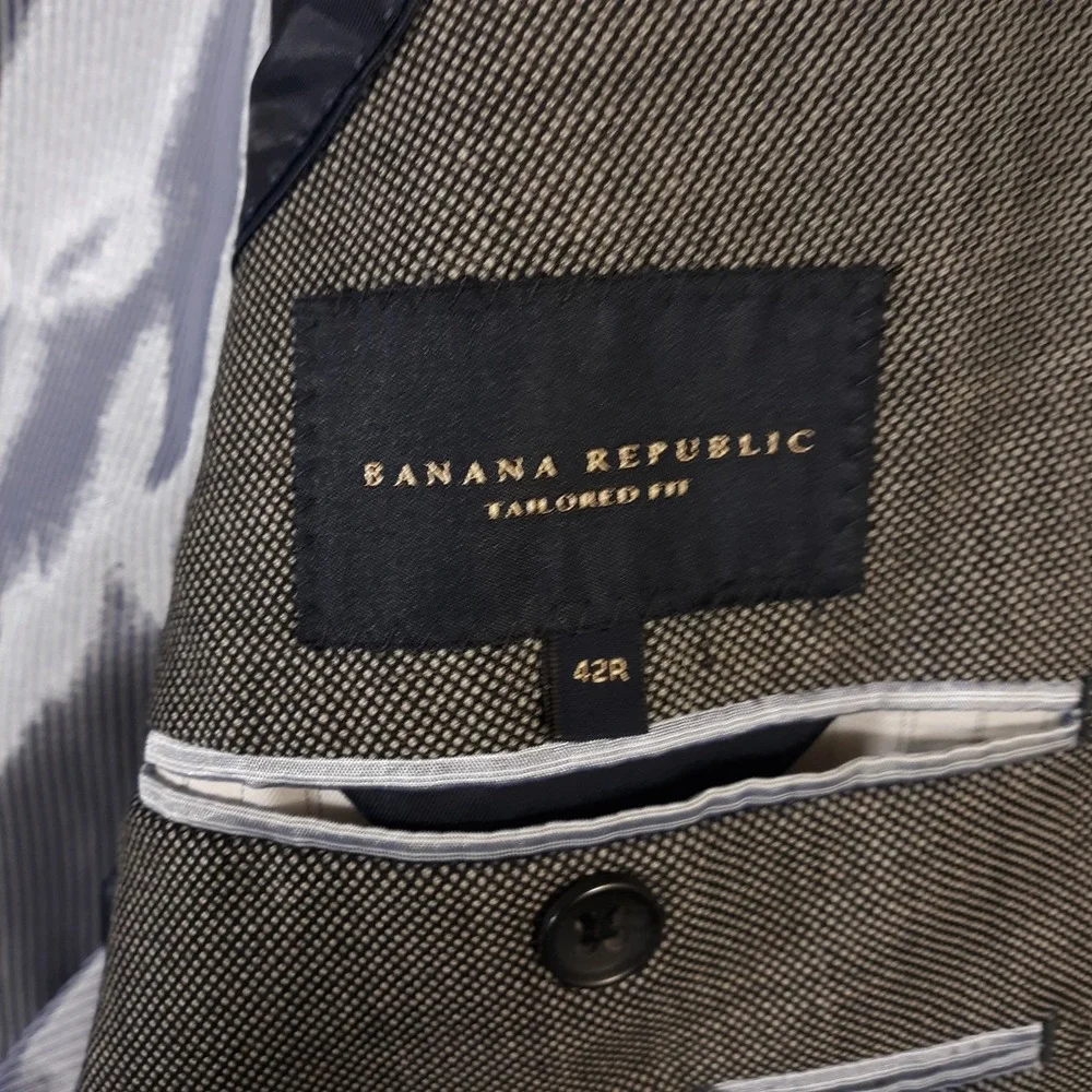 Banana Republic Blazer Suit Jacket Coat Mens 42 R Wool Gray Double Vented